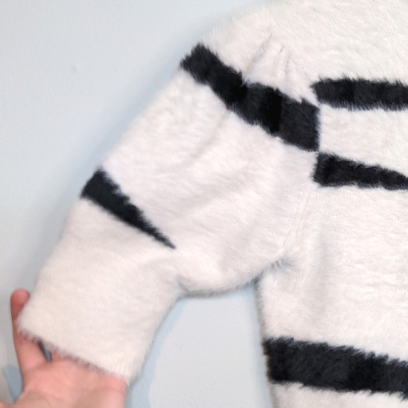 Michael Stars Honey Elbow Sleeve Pullover Sweater White Black Stripe V Size XS - Picture 10 of 13